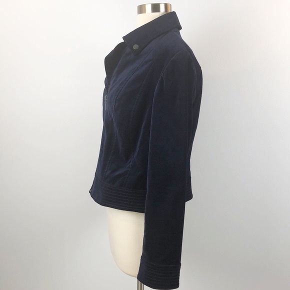 Chico's Dark Blue Velvet Blazer Jacket Size 1 Medium - Picture 3 of 8